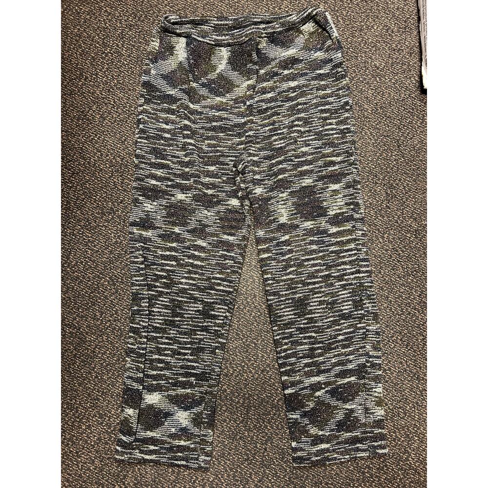 Vintage Elastic Brown+White Warpy Patterned Roberta Pinto Capri Pants Size Small